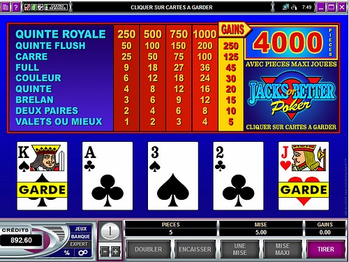 Video poker jacks or better